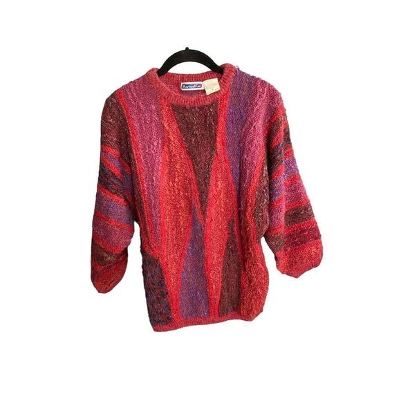 Mariea Kim vintage 80s women’s multi colored long sleeve sweater med - Picture 2 of 4